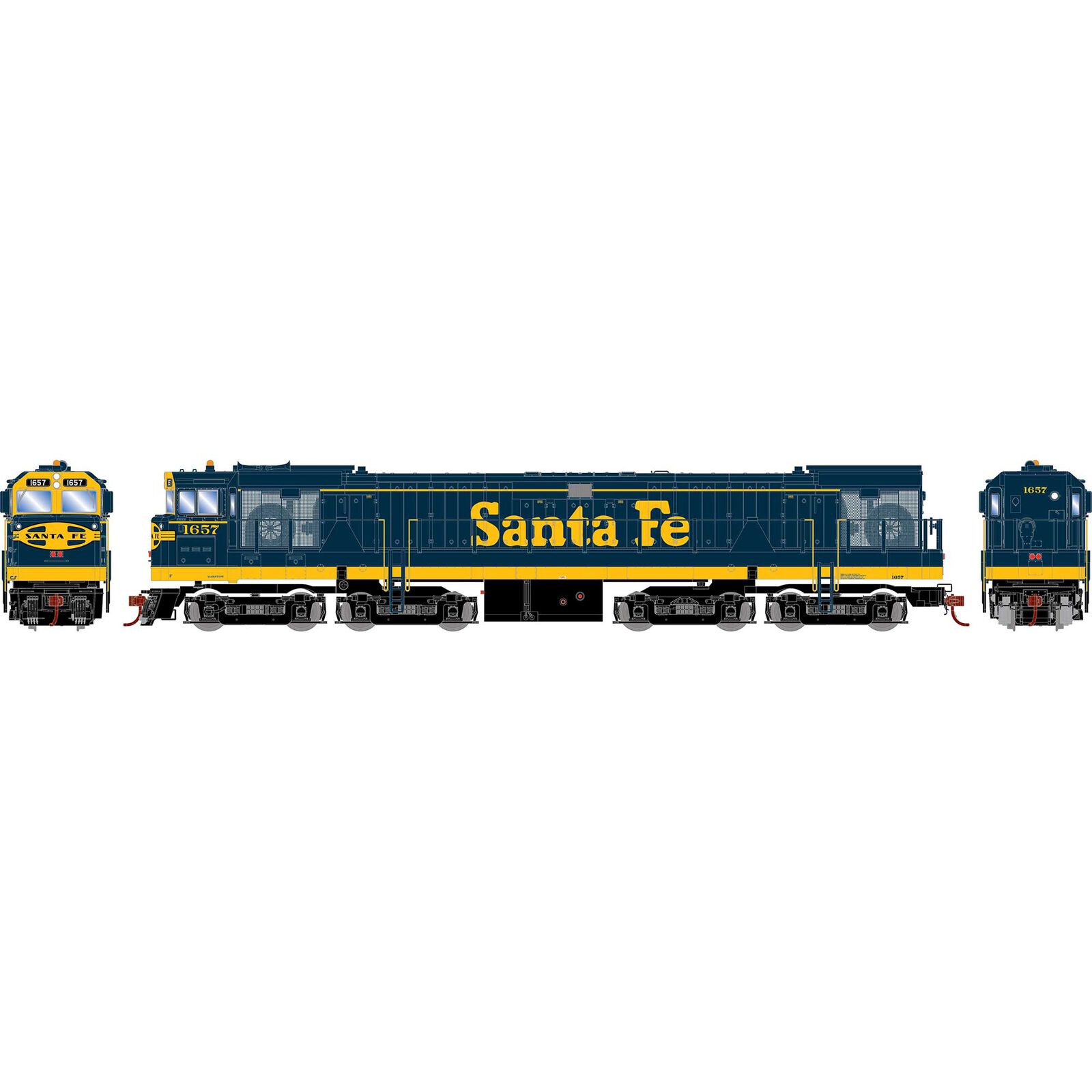 HO U50 Locomotive with DCC & Sound, SF #1657