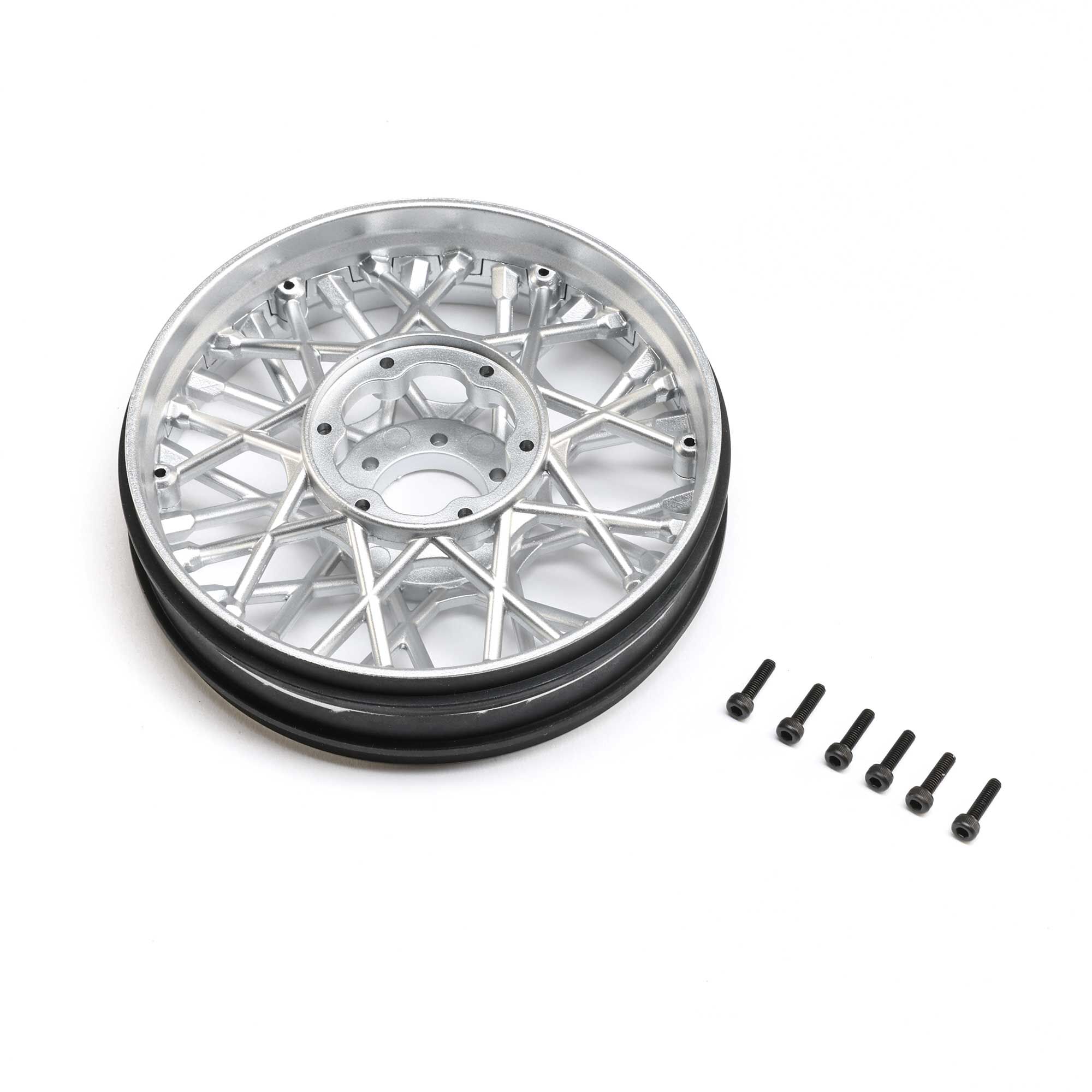 Losi Losi Front Wheel Set, Satin Chrome: Promoto-SM | Horizon Hobby