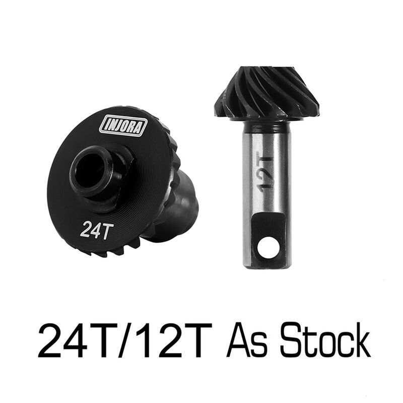 INJORA 24T/12T Steel Stock Helical Differential Gears, 1/18 Traxxas TRX-4M
