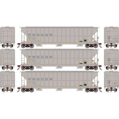 HO ATH FMC 4700 Covered Hopper, Procor UNPX w/FRA Reflectors #12038/12040/12052 (3) HO ATH FMC 4700 Covered Hopper, Procor UNPX w/FRA Reflectors #12038/12040/12052 (3)