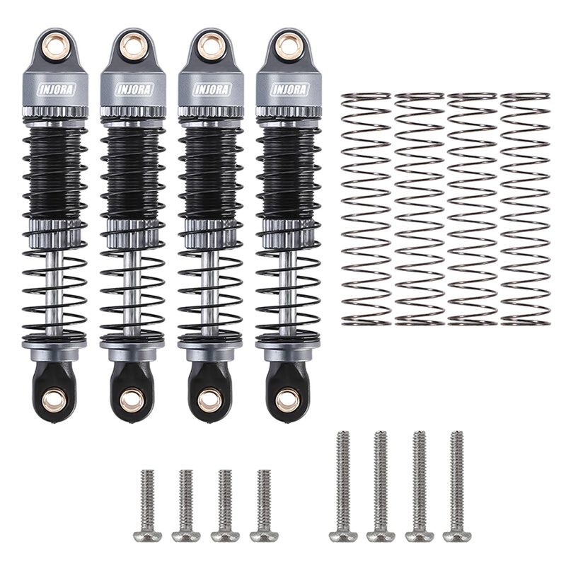 INJORA Aluminum 53mm Oil Shocks, Grey, 1/18 Traxxas TRX-4M (4)