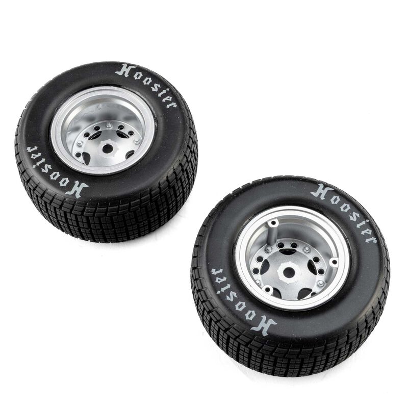 Losi Hoosier Tires, Medium, Mounted, Satin Aluminum, Left/Right (2): 22S DLM