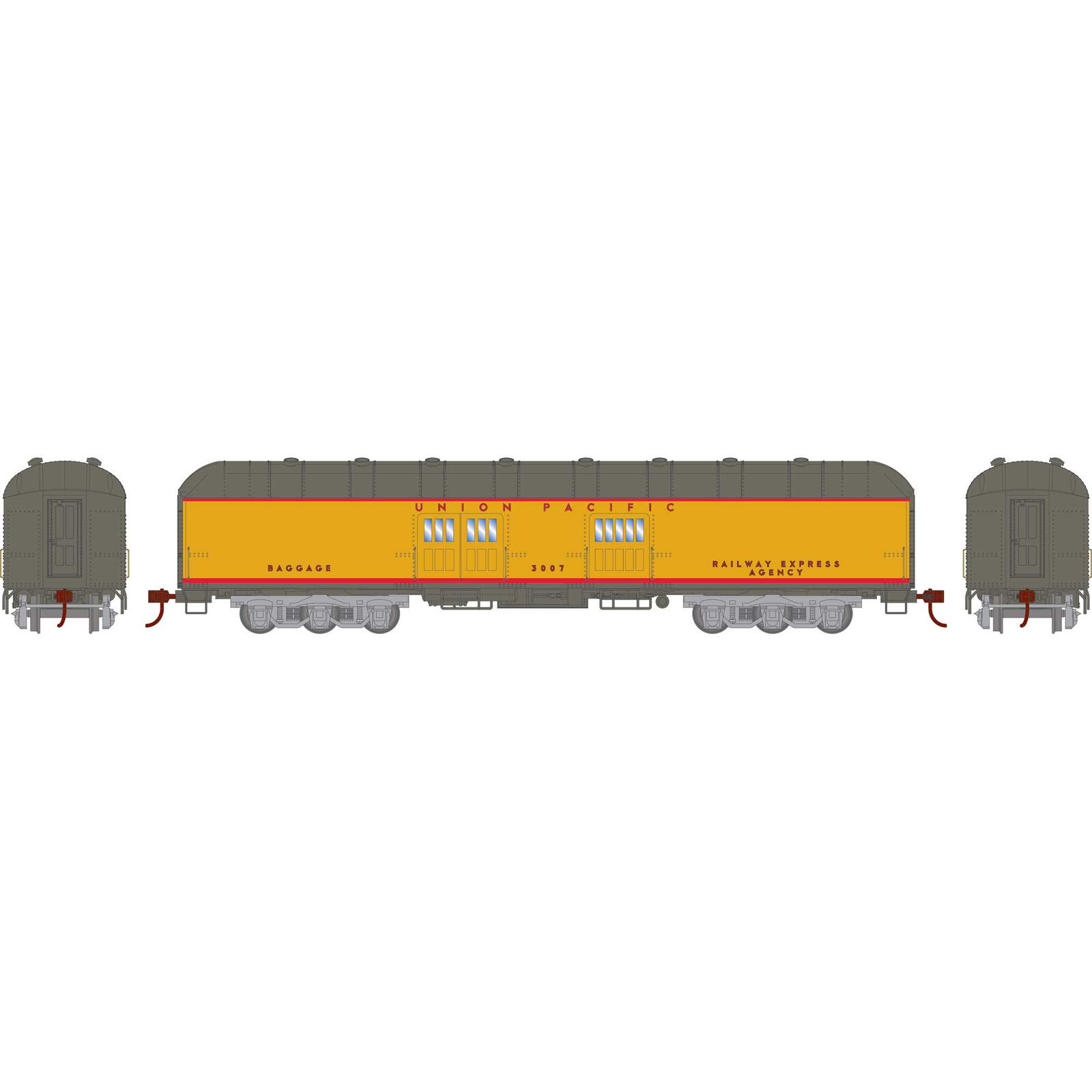 HO RTR Arch Roof Baggage, UP #3007