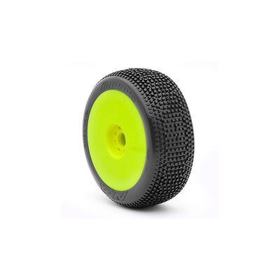 1/8 Impact Super Soft Long Wear Pre-Mounted Tires, Yellow EVO Wheels (2): Buggy 1/8 Impact Super Soft Long Wear Pre-Mounted Tires, Yellow EVO Wheels (2): Buggy