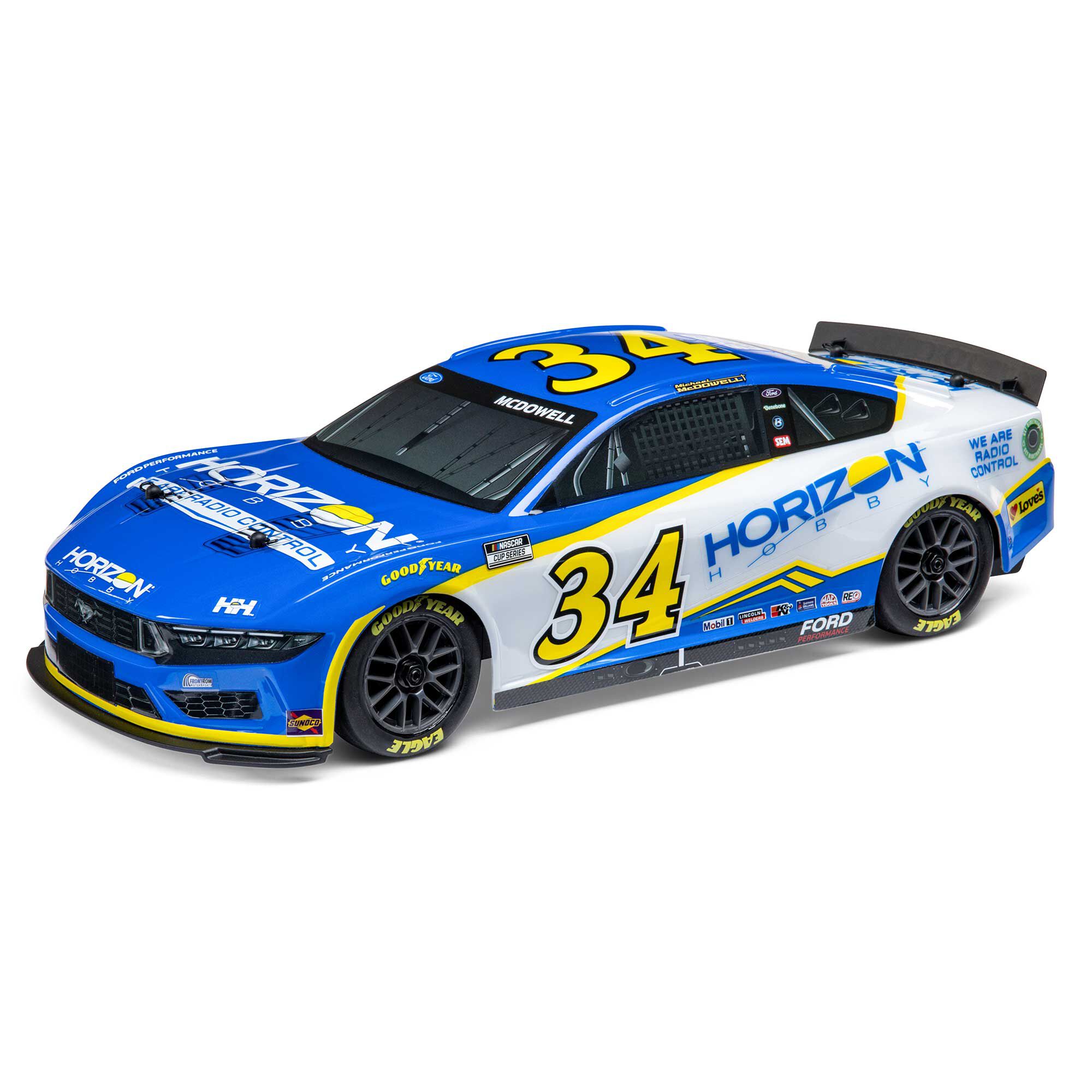 Losi 1/12 AWD NASCAR RC Race Car RTR, Michael McDowell #34 Horizon