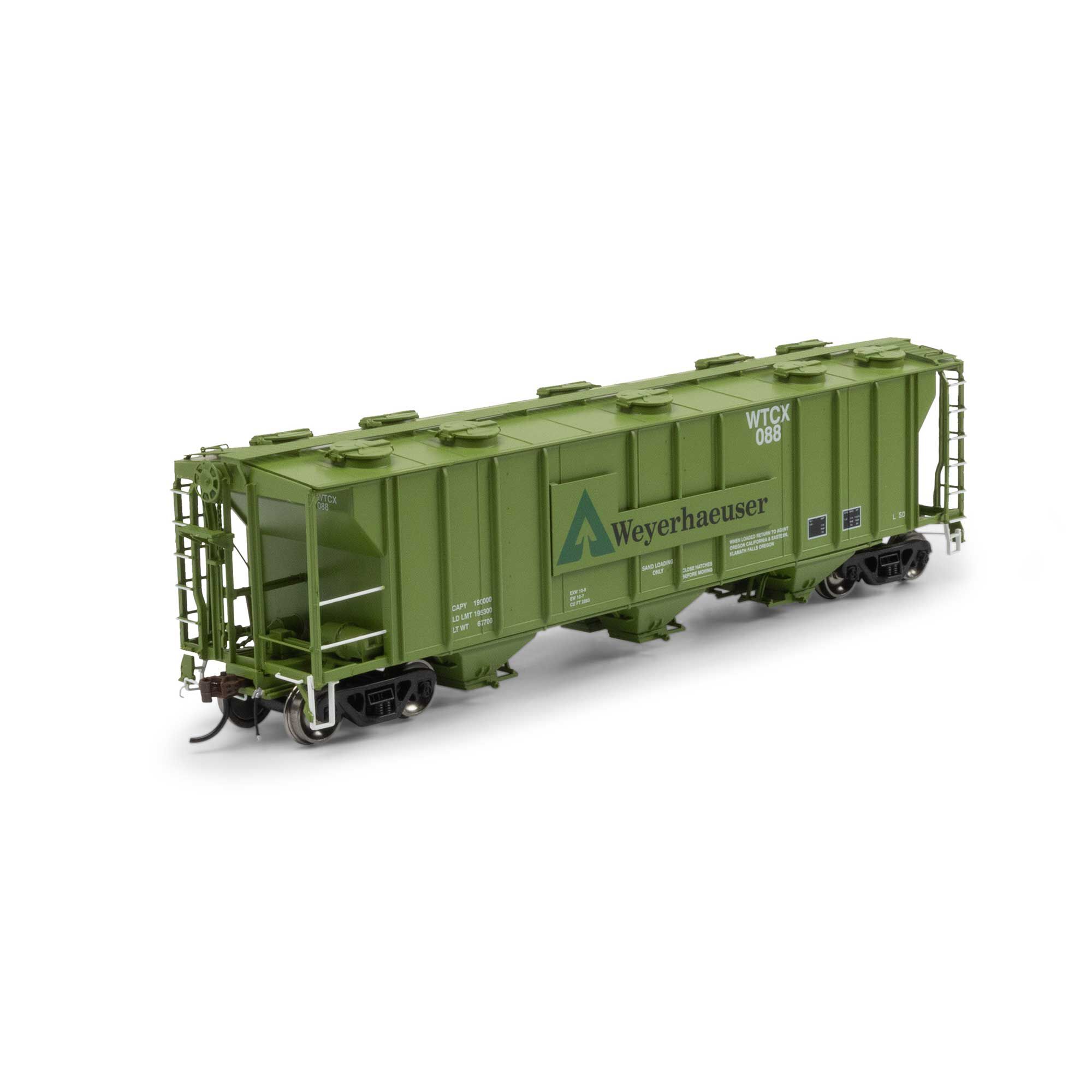 Athearn Genesis HO PS-2 2893 3-Bay Covered Hopper, WCTX #088