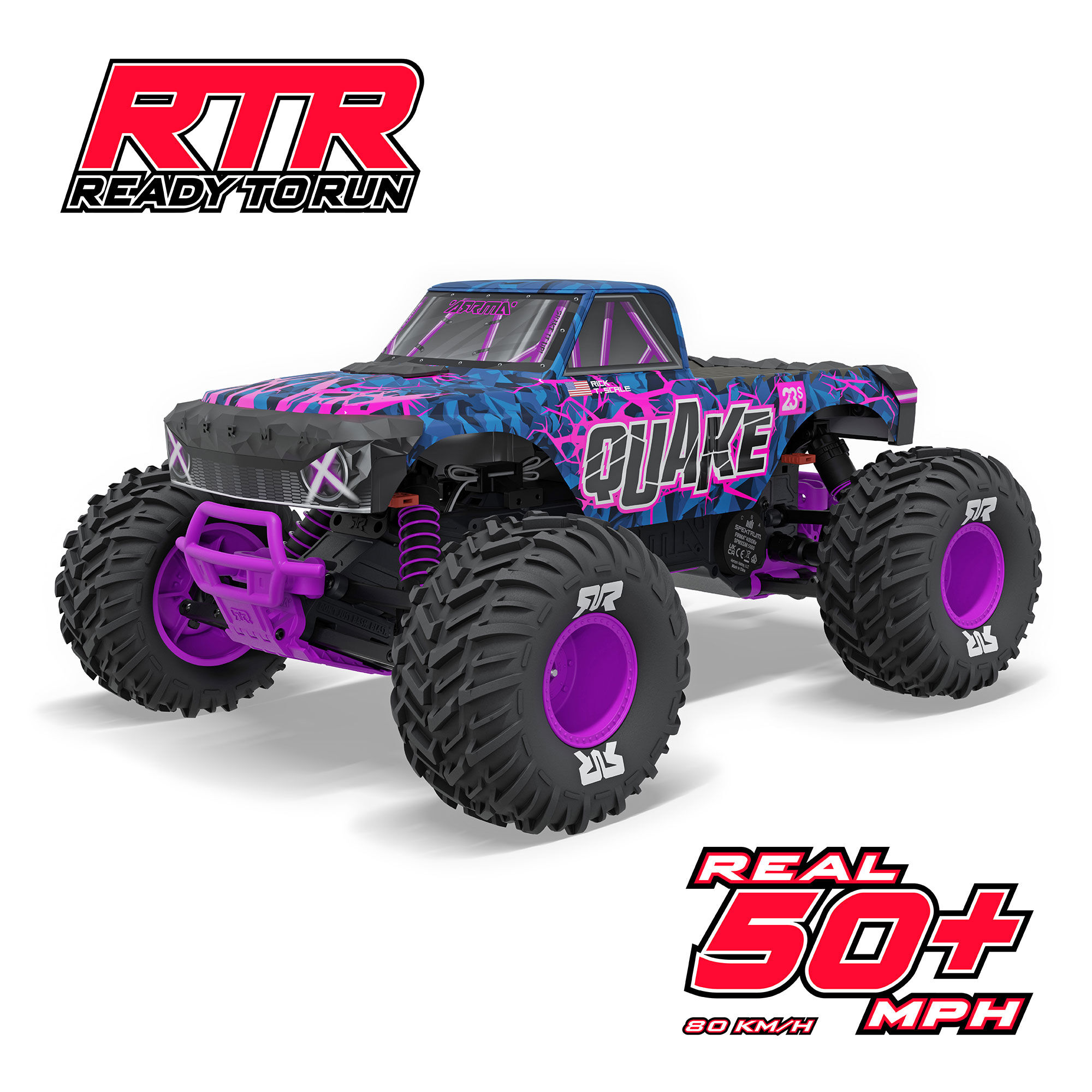 Arrma 1/10 QUAKE 223S DSC 2WD RTR Brushless Monster Truck, Purple