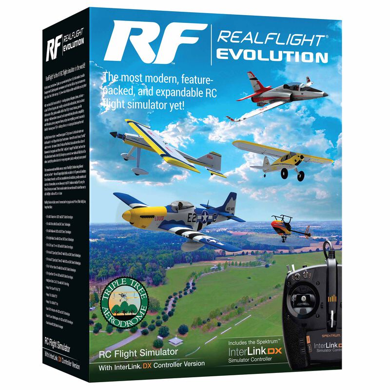 InterLink DX 컨트롤러가 있는 RealFlight Evolution RC 비행 시뮬레이터