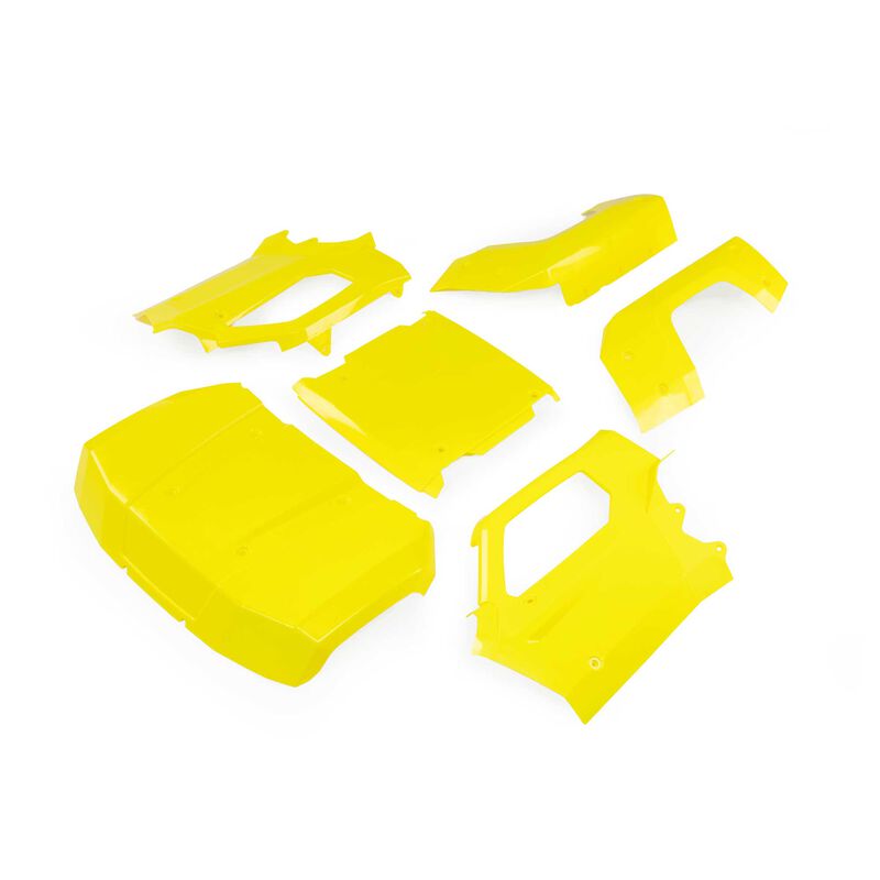 Losi Body Set Complete, Florescent Yellow: 5IVE-T 3.0