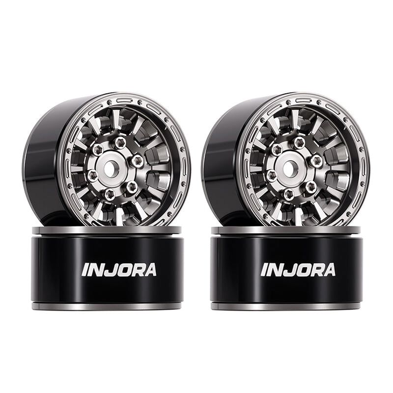 INJORA 1.0" Aluminum Beadlock Rock Crawler Wheels, Grey (4)