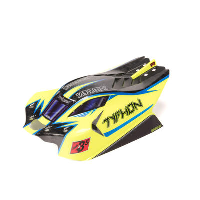 1/8 Clipless Painted Decaled Body, Yellow/Blue: TYPHON 4X4 1/8 Clipless Painted Decaled Body, Yellow/Blue: TYPHON 4X4