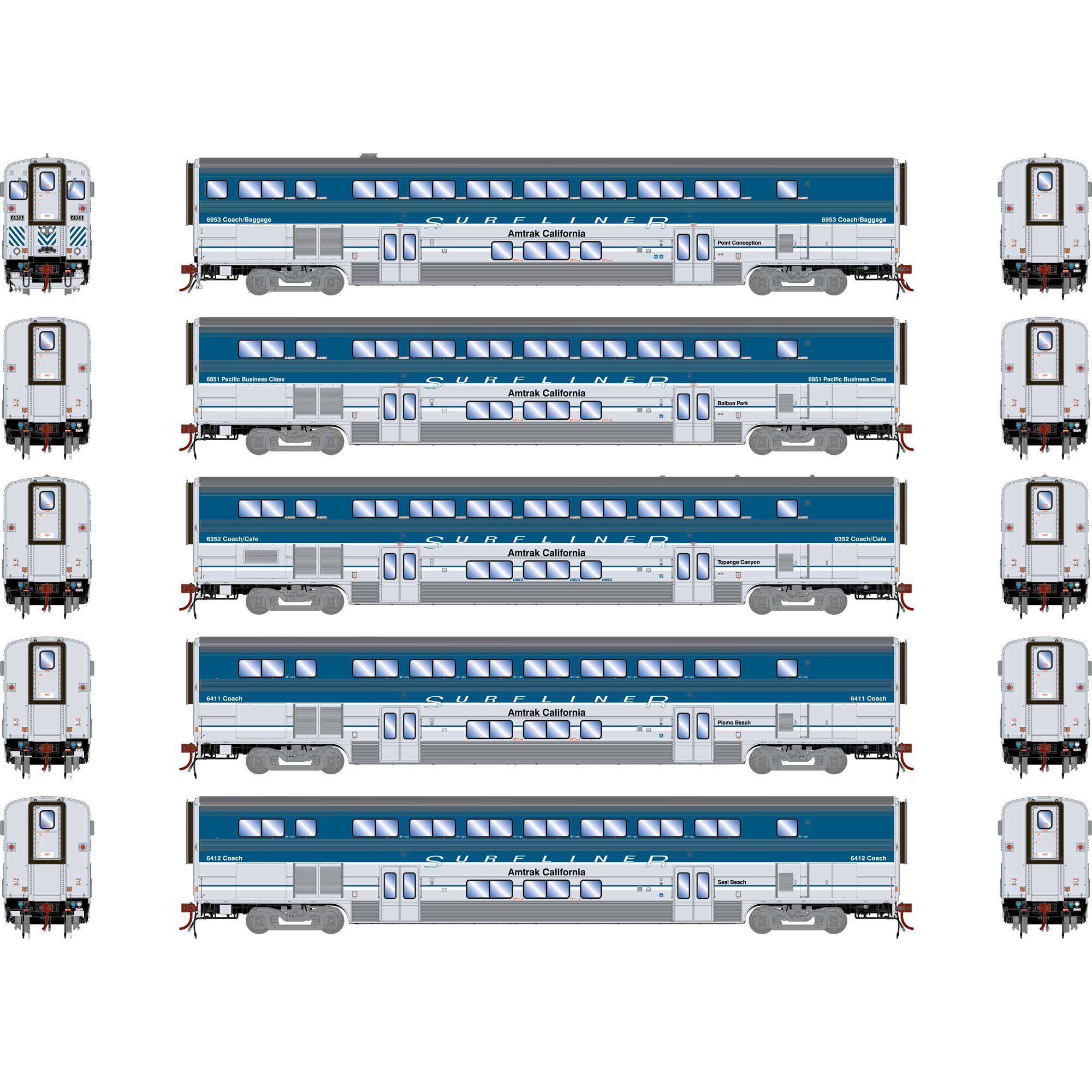 Athearn HO Surfliner Cars with Lights 