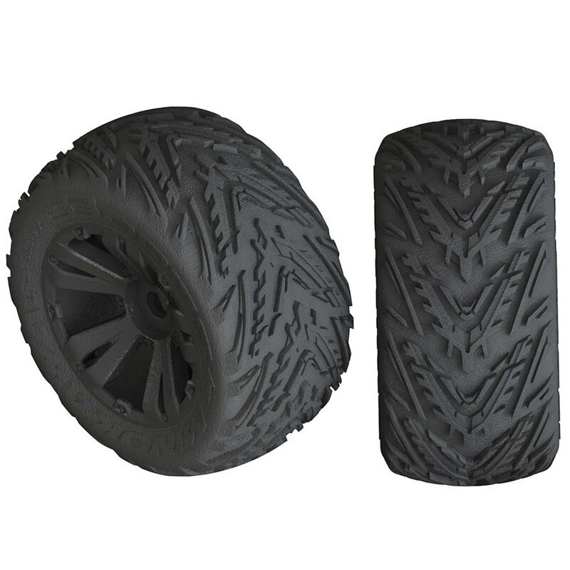 1/10 dBoots Minokawa LP Front/Rear 3.8 Pre-Mounted Tires, 17mm Hex, Black (2): 4S
