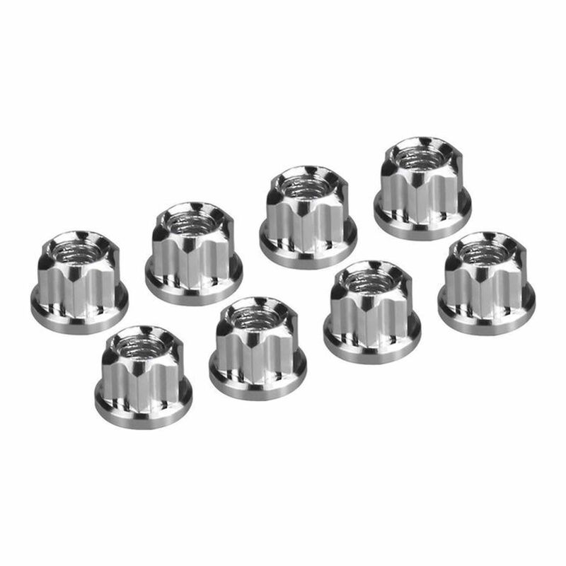 Aluminum M2 Flange Wheel Nuts, 1/30 Axial SCX30, Silver