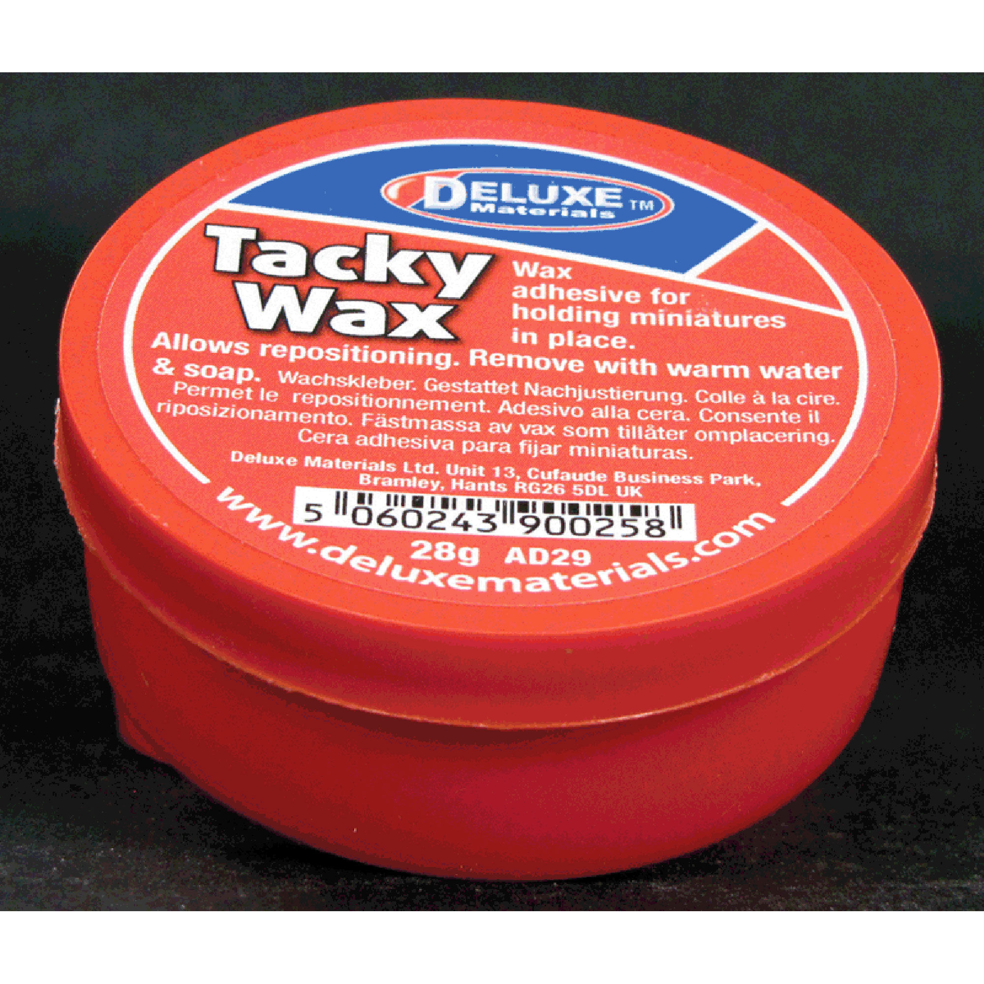 Deluxe Materials AD29 Tacky Wax 28g Tub Wax Adhesive Allows Easy Removal 2ndPost 