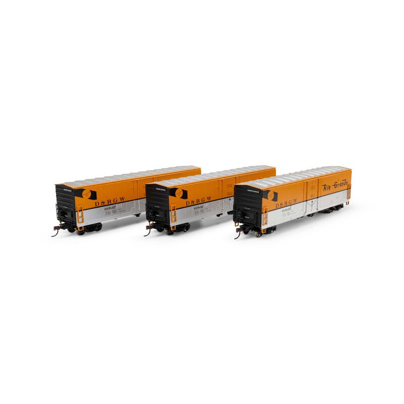 Athearn HO 50' Youngstown Plug Door Box Car, DRGW #60835/60841/60847 (3)