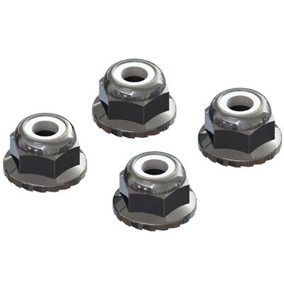 7mm Flanged Nyloc Locknut, Silver (4) 7mm Flanged Nyloc Locknut, Silver (4)