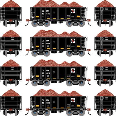 HO 26' PC&F Ore Car Tight-Bottom Low Side with Load, CLMX #10536/10609/103625/10639 (4) HO 26' PC&F Ore Car Tight-Bottom Low Side with Load, CLMX #10536/10609/103625/10639 (4)