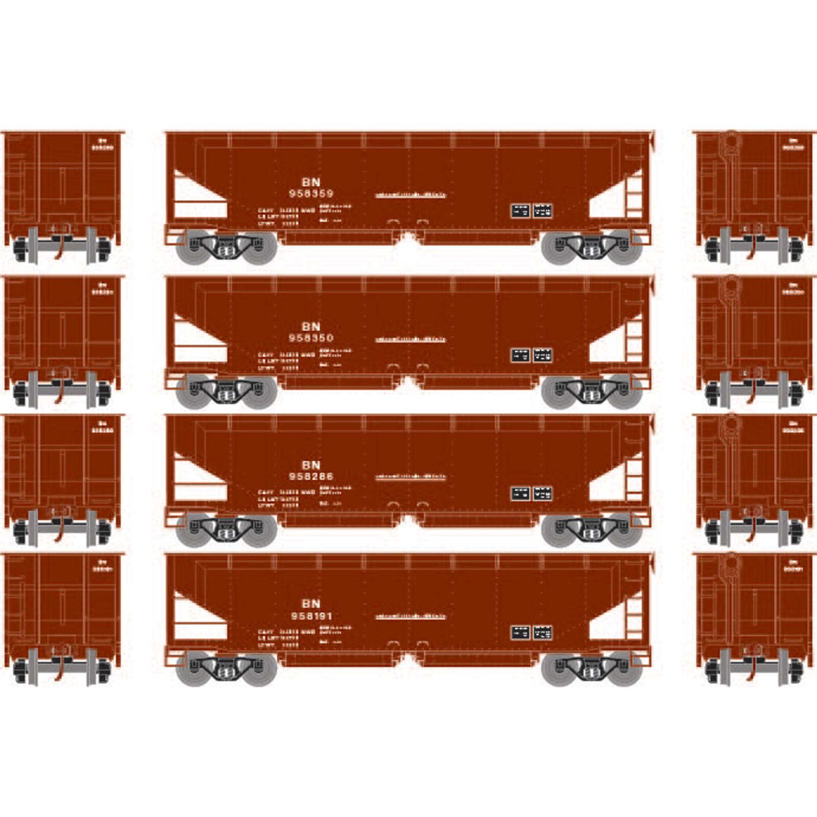 HO RTR 40' Offset Ballast Hopper with Load, BN #1 (4)