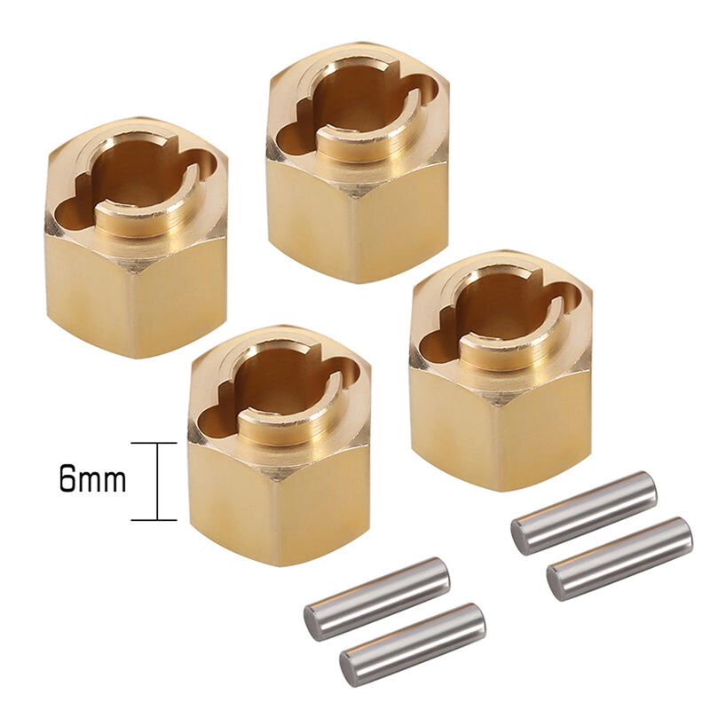 INJORA 6mm Brass Wheels Hexes, 1/18 Traxxas TRX-4M (4)