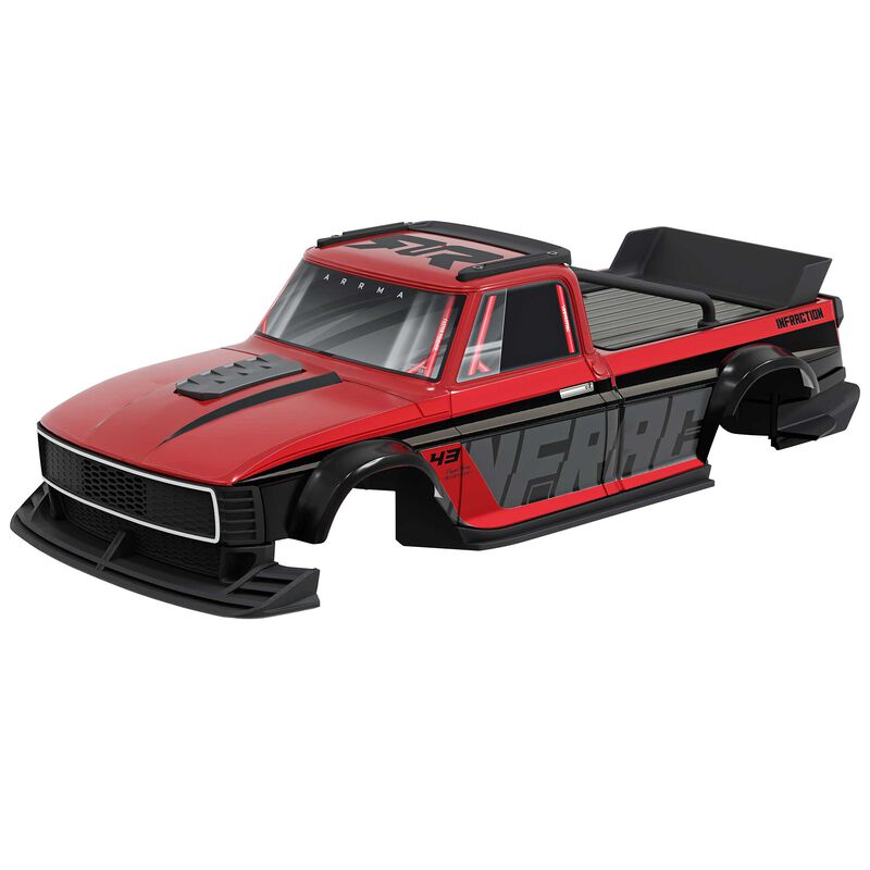 ARRMA 1/12 Pre-Cut Painted Decaled Body with 8.7″ Wheelbase, Red/White: INFRACTION GROM