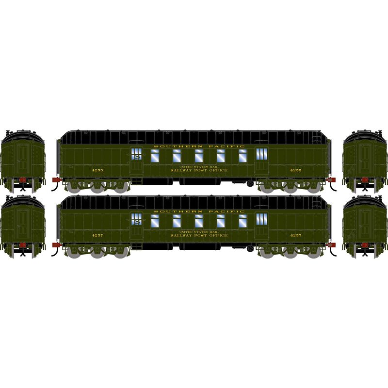 HO ATH 60' Pullman Common Standard Postal Car, SP #4255/4257 (2) HO ATH 60' Pullman Common Standard Postal Car, SP #4255/4257 (2)
