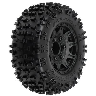 1/10 Badlands F/R 2.8" MT Tires Mounted 12mm/14mm Black Raid (2) 1/10 Badlands F/R 2.8" MT Tires Mounted 12mm/14mm Black Raid (2)