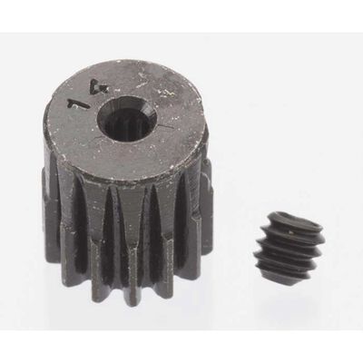 0.5 Module Hard Blackened Steel Mini Pinion 2mm, 14T 0.5 Module Hard Blackened Steel Mini Pinion 2mm, 14T