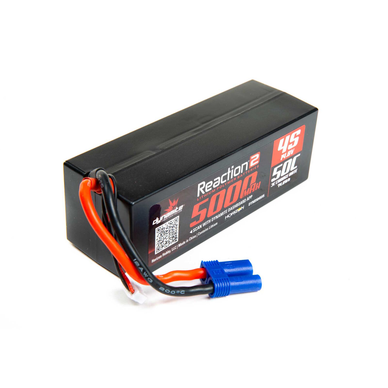 14.8V 5000mAh 4S 50C Reaction 2.0 Hardcase LiPo Battery: EC5