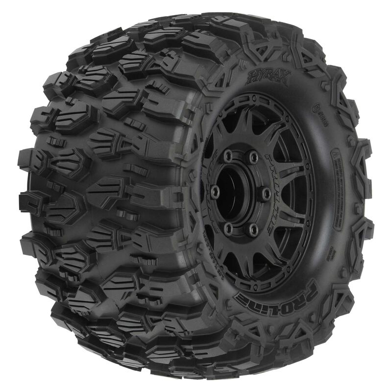 1/10 Hyrax F/R 2.8" MT Tires Mounted 12mm/14mm Black Raid (2)