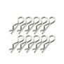 Compact Angled Body Clips, Silver (10)