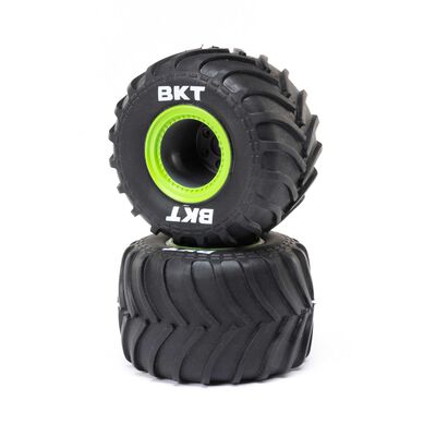 MT Tires,Green Beadlock, Premount(2): Mini LMT MT Tires,Green Beadlock, Premount(2): Mini LMT