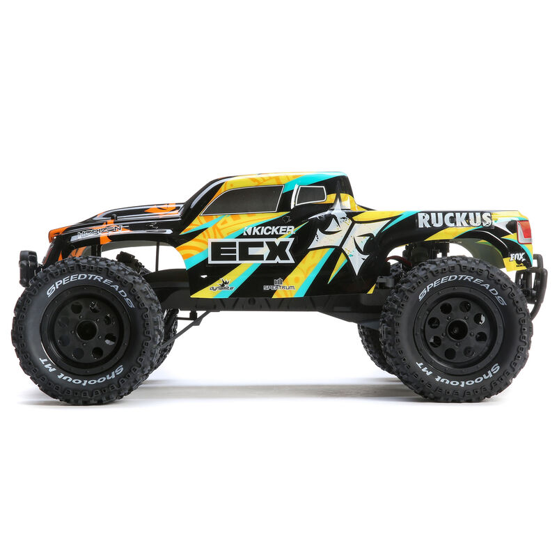 ECX 1/10 Ruckus 2WD Monster Truck Brushed RTR, Black/Yellow | Horizon Hobby