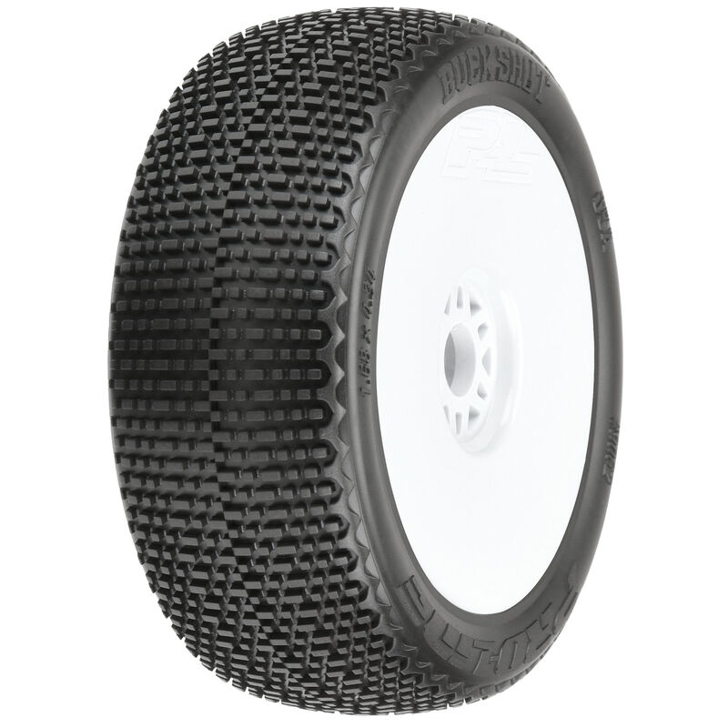 1/8 Buck Shot M3 Front/Rear Buggy Tires Mounted 17mm White (2)