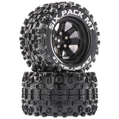 Six Pack MT 2.8 Mounted Tires, Black 14mm Hex (2) Six Pack MT 2.8 Mounted Tires, Black 14mm Hex (2)