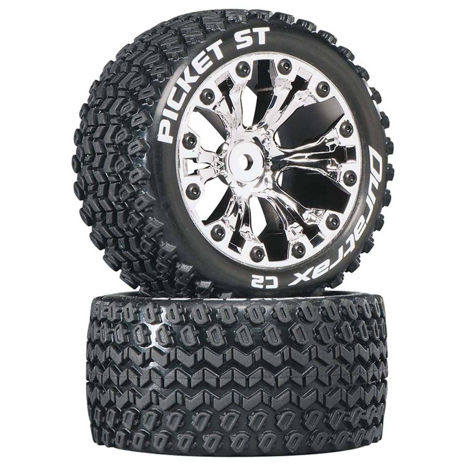 Picket ST 2.8" 2WD Mounted 1/2" Offset Tires, Chrome (2)