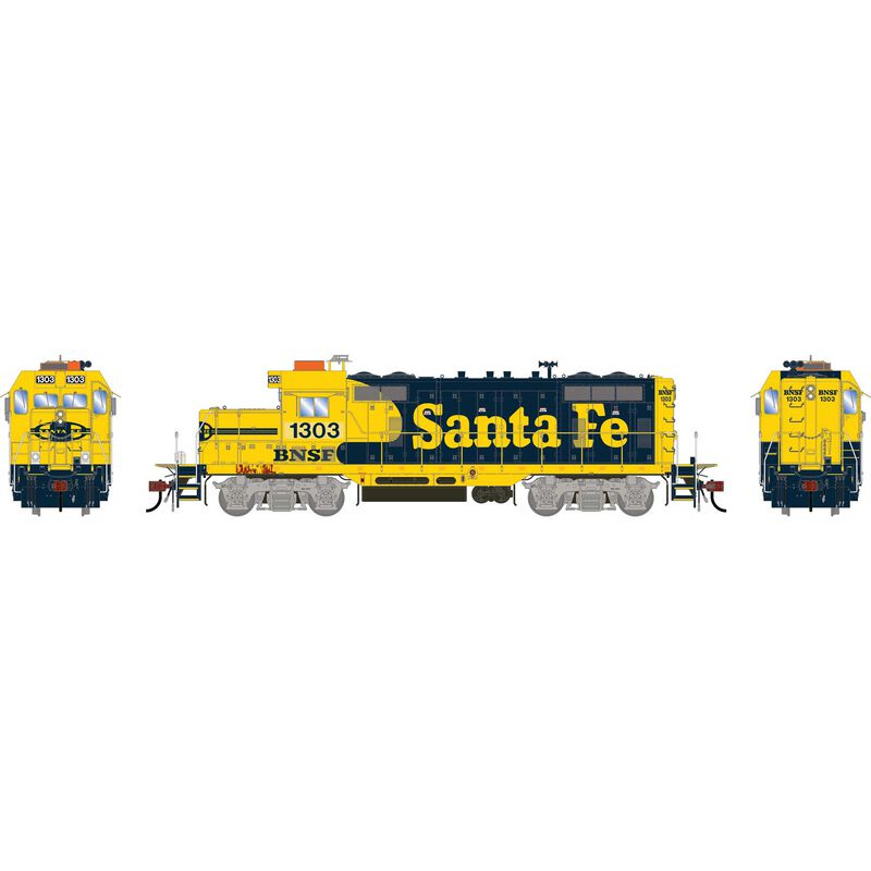 Athearn Genesis HO GEN GP7u Locomotive w/DCC & Sound, Primed For Grime BNSF 'Patched ATSF' #1303