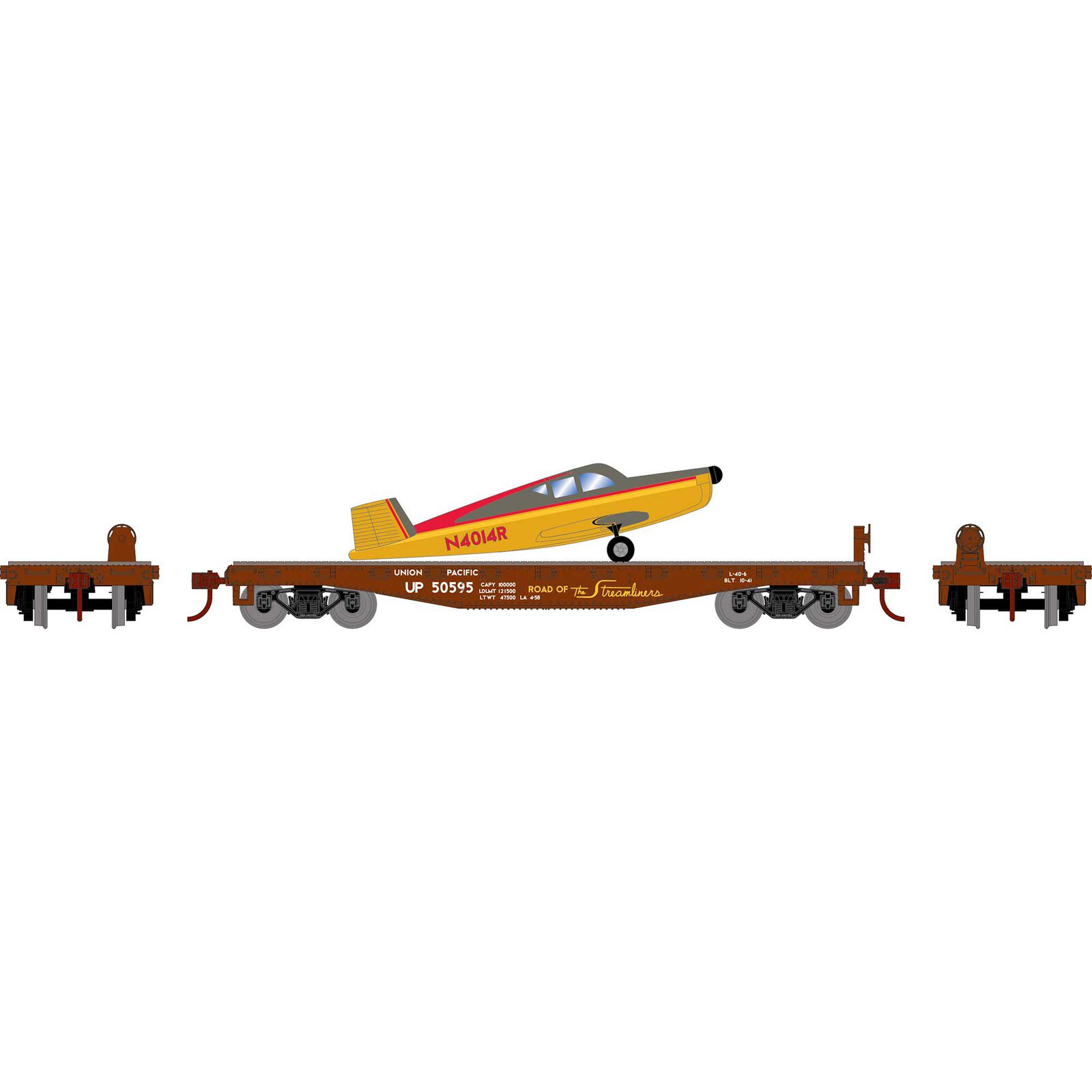 HO 40' Flat Car with Plane, UP # 50595