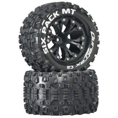 Six-Pack MT 2.8" 2WD Mounted 1/2" Offset Tires, Black (2) Six-Pack MT 2.8" 2WD Mounted 1/2" Offset Tires, Black (2)