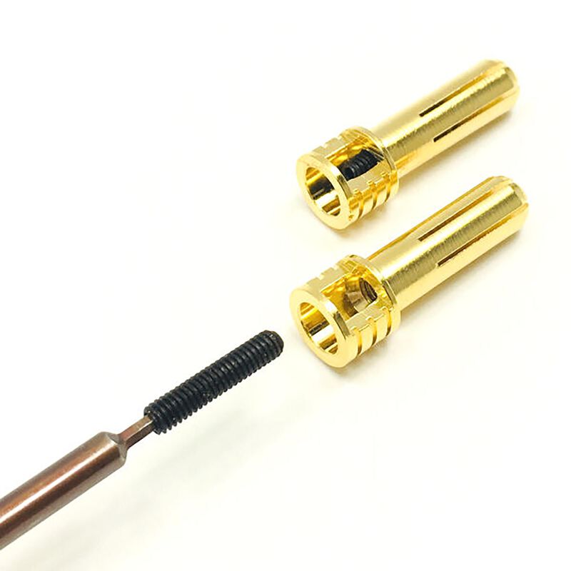 Certified Adjustable 5mm Pure Copper Gold Plated Bullet Connector, Male (2)
