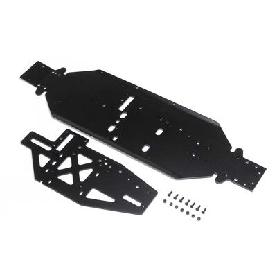 Chassis with Brace Plate, 4mm, Black: DBXL 2.0 Chassis with Brace Plate, 4mm, Black: DBXL 2.0