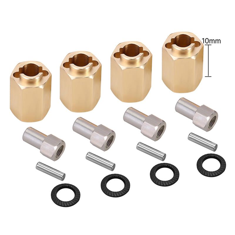 INJORA 10mm Brass Wheels Hexes, 1/18 Traxxas TRX-4M (4)