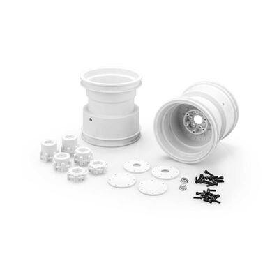 1/10 Tribute 73's 3.2 x 3.6" Monster Truck Wheels w/ Adapters, White (2) 1/10 Tribute 73's 3.2 x 3.6" Monster Truck Wheels w/ Adapters, White (2)