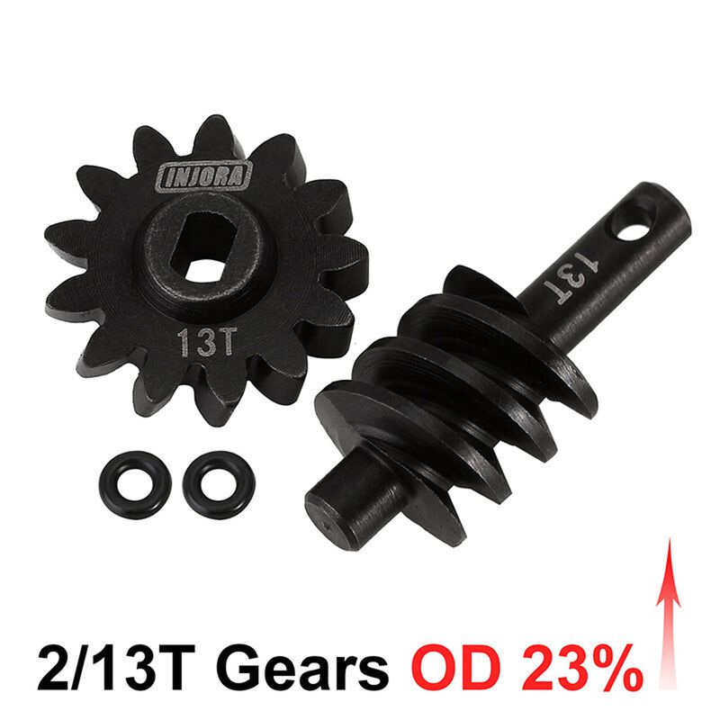 INJORA Steel 2/13T 23% Overdrive Helical Differential Gear Set, 1/24 Axial SCX24