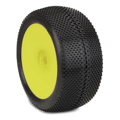 1/8 EVO Gridiron Soft Long Wear Pre-Mounted Tires, Yellow Wheels (2): Truggy 1/8 EVO Gridiron Soft Long Wear Pre-Mounted Tires, Yellow Wheels (2): Truggy