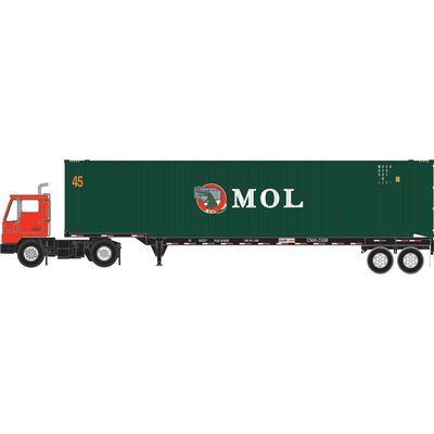 HO MOEU Set, 45' Container #030081 8/45' Chassis #418582/Yard Tractor #11657 (3) HO MOEU Set, 45' Container #030081 8/45' Chassis #418582/Yard Tractor #11657 (3)