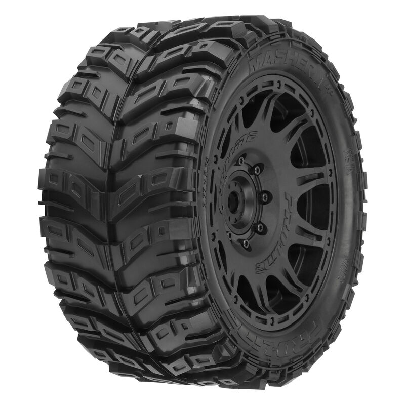 1/6 Masher X HP BELTED F/R 5.7” Tires MTD 24mm Blk Raid 8x48 Hex (2)