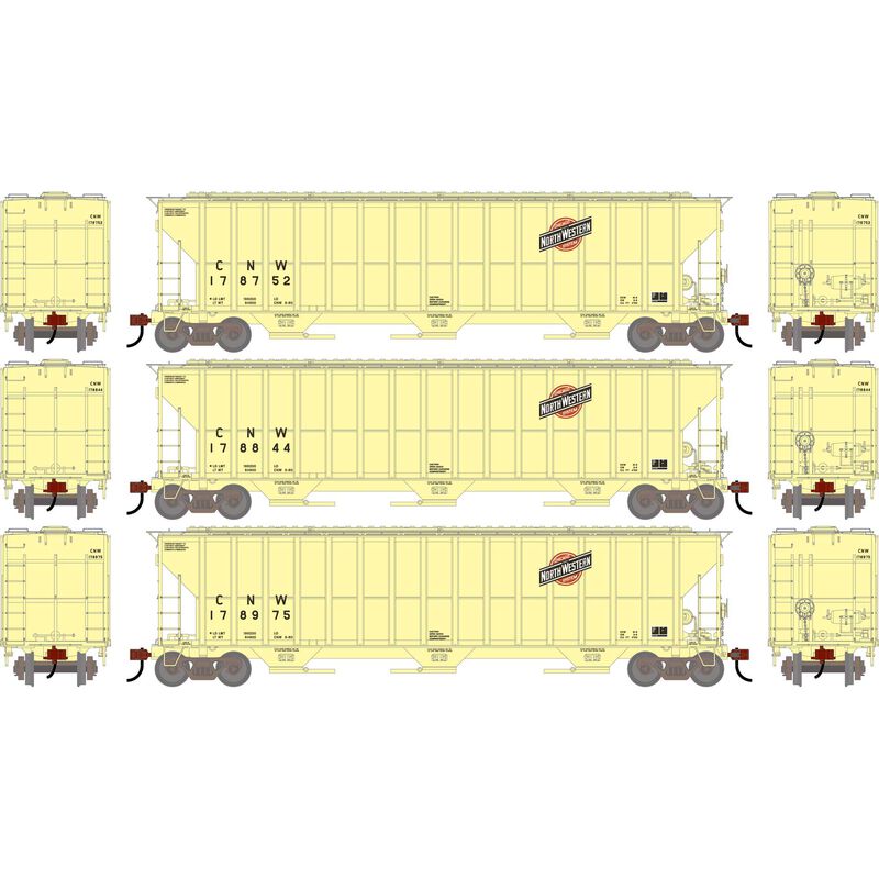 HO ATH FMC 4700 Covered Hopper, Primed For Grime CNW #178752/178844/178975 (3)