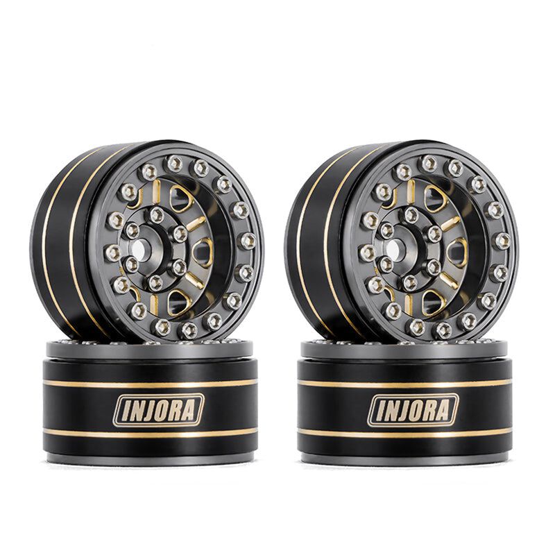 INJORA W1005 1.0" Brass -3.15mm Offset Beadlock Rock Crawler Wheels, Grey (4)