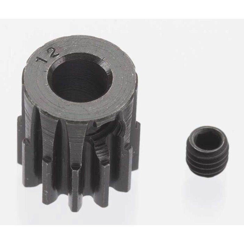 Extra Hard 12 Tooth Blackened Steel 32p Pinion, 5mm